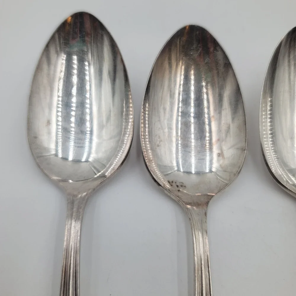 Oneida Community Ardsley Silverplate Serving Spoons Set of 4 Floral Art‎ Deco